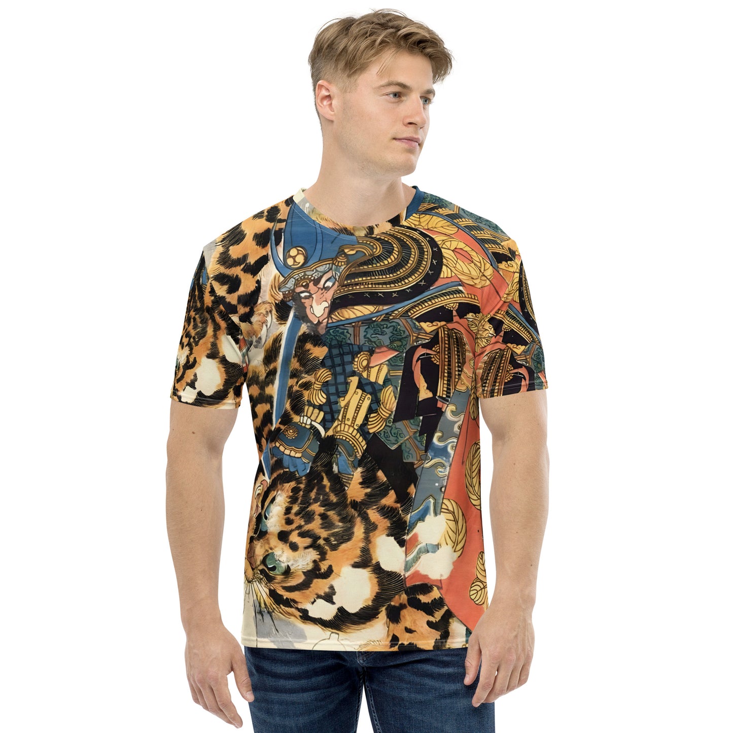 Samurai Hunts Tiger Mens T-shirt