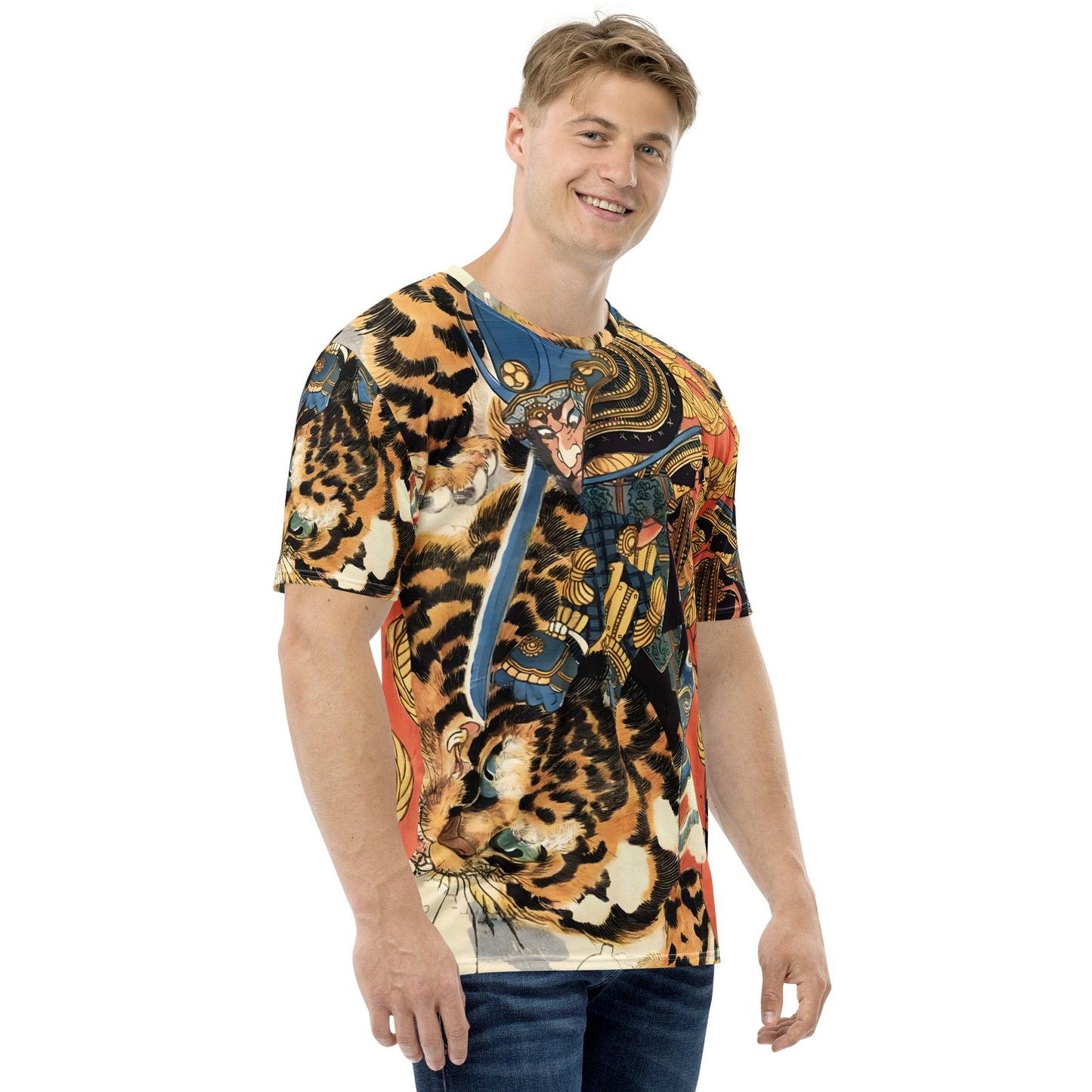 Samurai Hunts Tiger Mens T-shirt