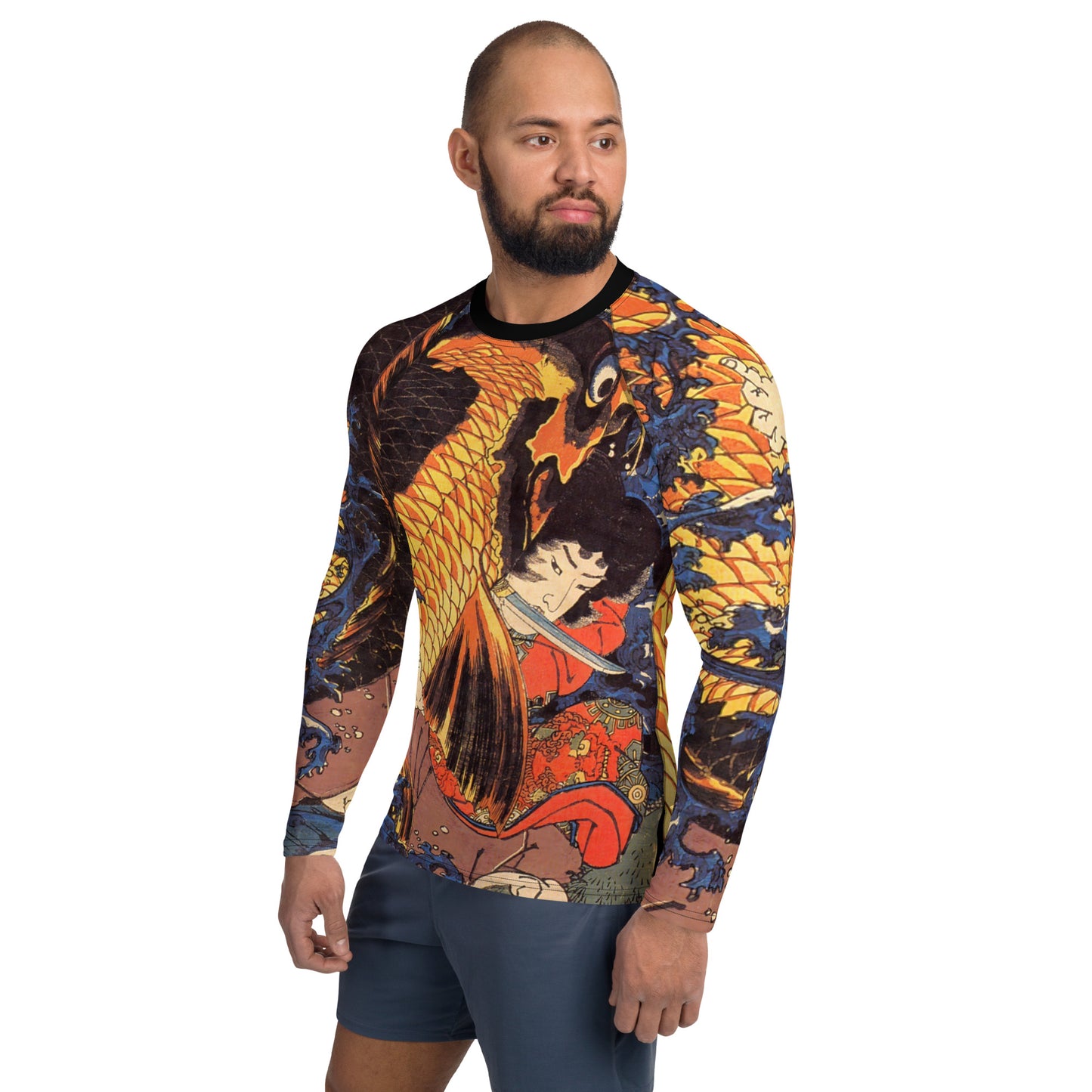 Oniwakamaru Fights Giant Carp Men's Rash Guard